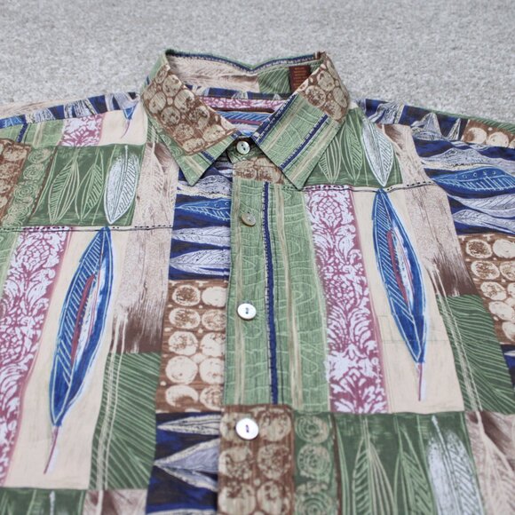 Tori Richard AOP Shirt Mens 2XL XXL Blue/Green Leaves All Over Print Cotton Lawn - Picture 4 of 11